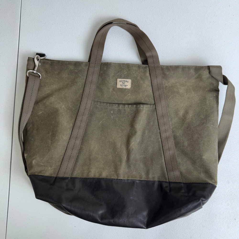 Billykirk No. 540 Standard Issue East West Tote Olive Waxed Canvas Made in USA